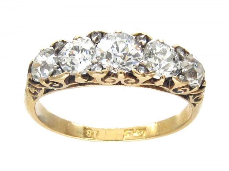 Victorian 18ct Gold & Five Stone Diamond Ring