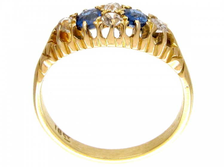 Victorian 18ct Gold Two Stone Sapphire & Diamond Ring