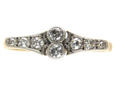 Art Deco 18ct Gold & Platinum & Diamond Set Ring