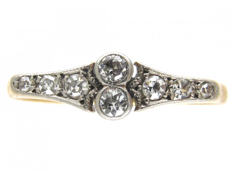 Art Deco 18ct Gold & Platinum & Diamond Set Ring