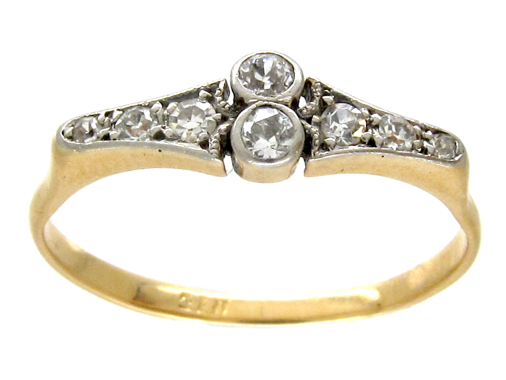 Art Deco 18ct Gold & Platinum & Diamond Set Ring (588F) | The Antique ...