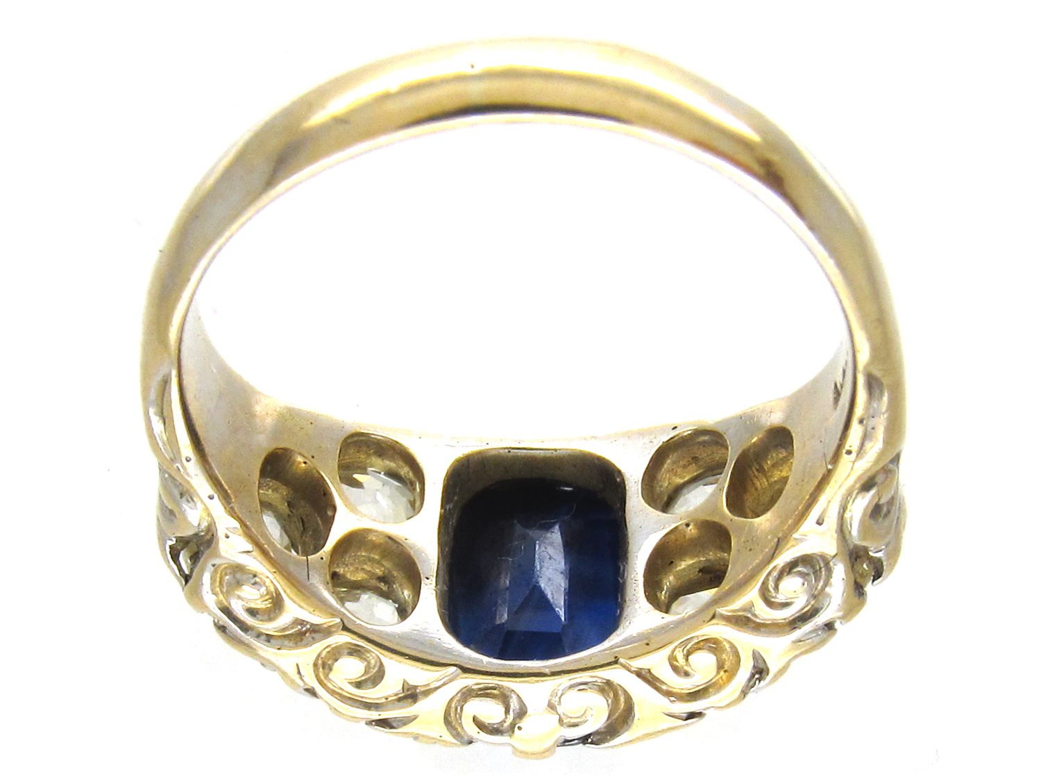 Victorian Large Sapphire & Old Mine Cut Diamond Ring (67/O) | The ...