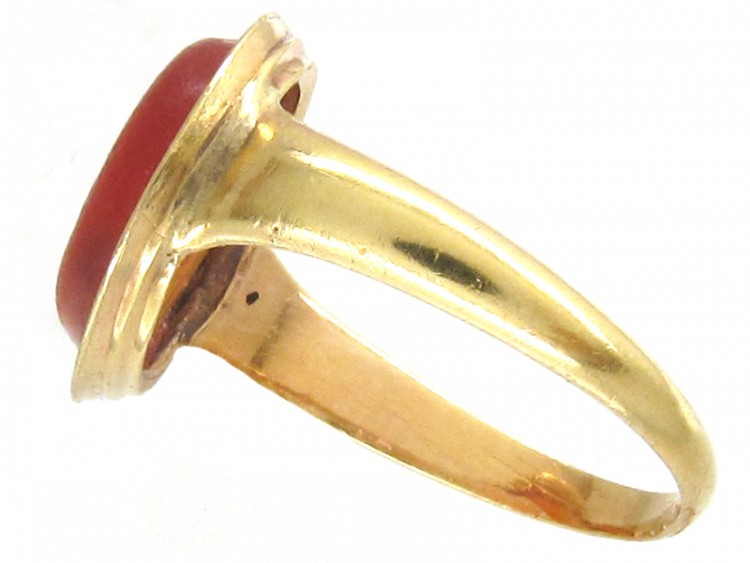Minoan Carved Carnelian Intaglio in 18ct Gold Georgian Ring