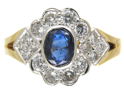 Sapphire & Diamond Cluster Ring