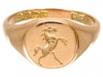 18ct Gold Signet Ring with Rearing Horse Intaglio