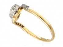 Edwardian 18ct Gold & Platinum Two Diamond Crossover Ring