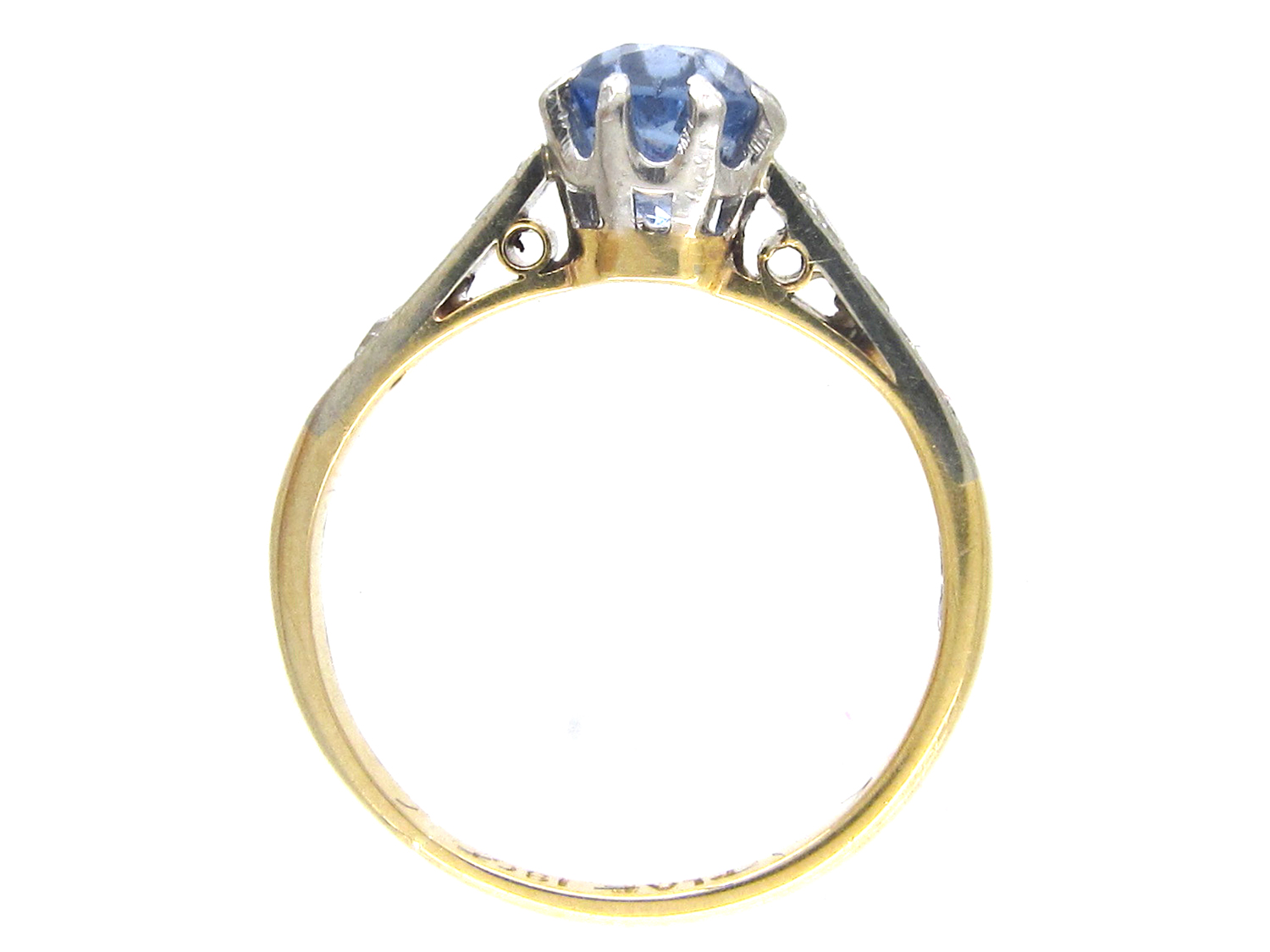 Edwardian Solitaire Ceylon Sapphire with Diamond Shoulders Ring (64/O ...