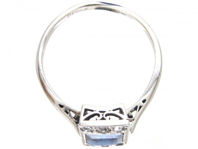 Art Deco Rectangular Sapphire & Diamond Ring