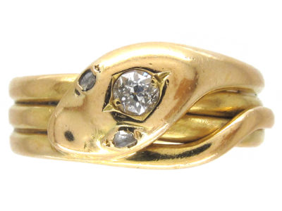 Victorian 18ct Gold & Diamond Snake Ring