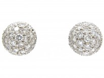 French 18ct White Gold Diamond Cluster Earrings