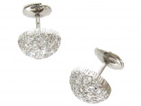 French 18ct White Gold Diamond Cluster Earrings