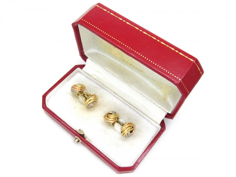 Cartier Three Colour 18ct Gold Knot Cufflinks in Original Case