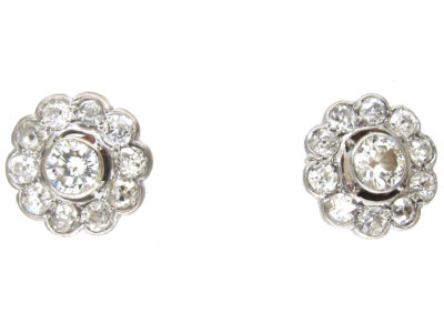 Art Deco Diamond Cluster Earrings