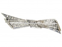 Art Deco Platinum, Diamond & Sapphire Bow Brooch