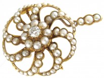 Pearl & Diamond Wreath Pendant
