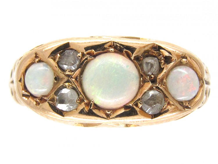 Victorian 15ct Gold Opal & Diamond Ring