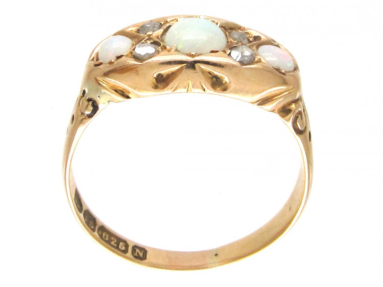 Victorian 15ct Gold Opal & Diamond Ring