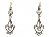 Art Nouveau Diamond Set Drop Earrings