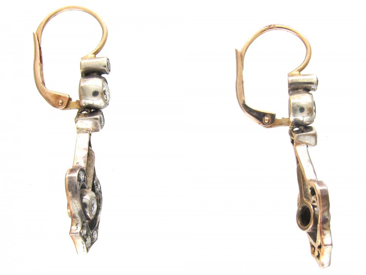 Art Nouveau Diamond Set Drop Earrings