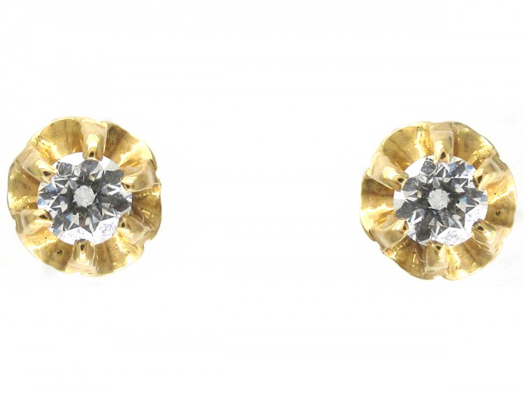 18ct Gold & Diamond Solitaire Earrings