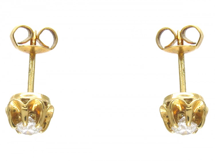 18ct Gold & Diamond Solitaire Earrings