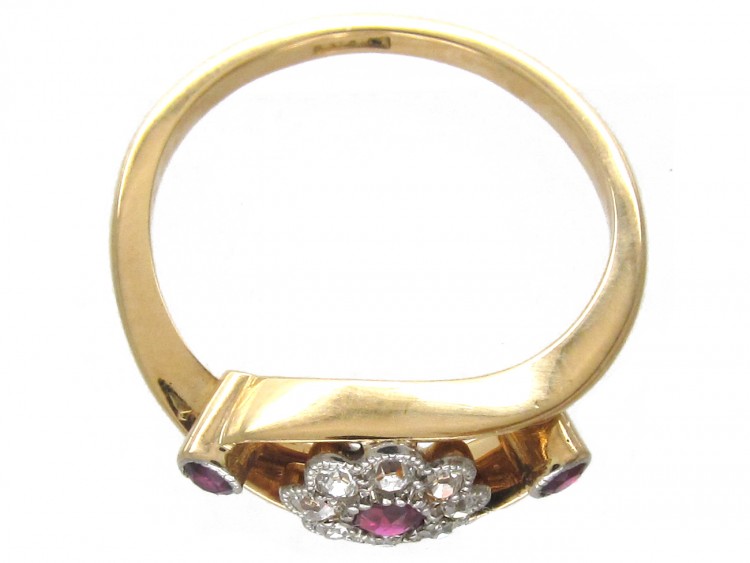 Edwardian Ruby & Diamond Open Cluster Ring
