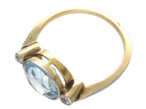 Edwardian 18ct Gold & Platinum Aquamarine & Diamond Ring