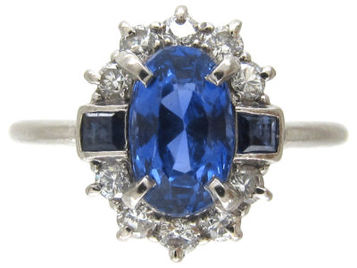 Art Deco Oval Sapphire & Diamond Ring