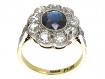 Edwardian Large Diamond & Sapphire Cluster Ring
