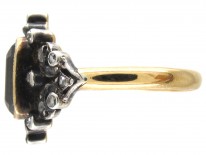 Edwardian Rectangular Cut Natural Sapphire & Diamond Ring