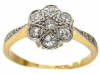 Edwardian Flower Cluster Ring with Diamond Shoulders