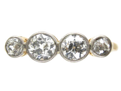 18ct & Platinum Art Deco Diamond Four Stone Ring