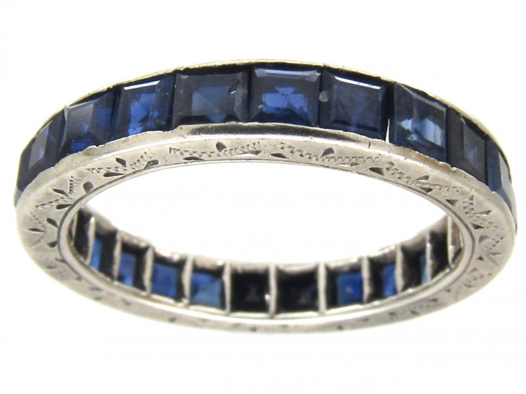 Art Deco 18ct White Gold & Sapphire Eternity Ring