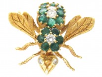 Emerald & Diamond 18ct Gold Bee Brooch
