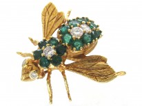 Emerald & Diamond 18ct Gold Bee Brooch