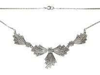 Silver & Marcasite Art Deco Bow Design Necklace