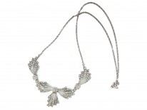 Silver & Marcasite Art Deco Bow Design Necklace