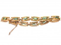 Edwardian 9ct Gold & Green Tourmaline Bracelet