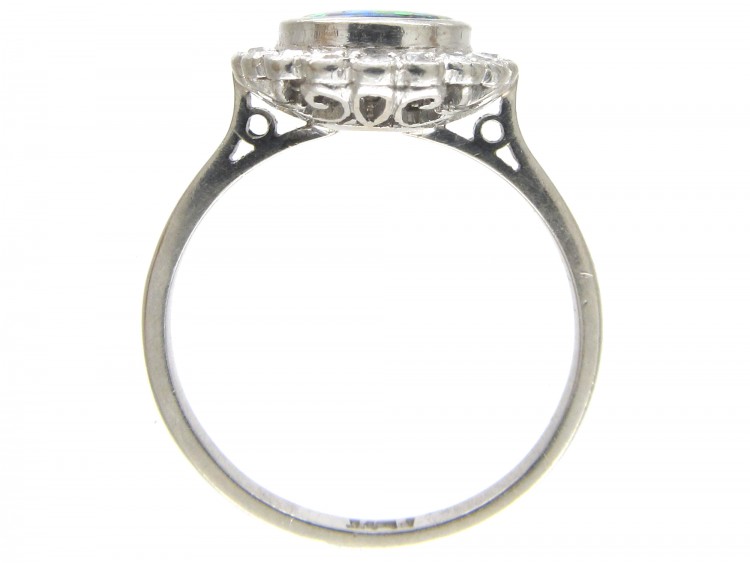 Art Deco Black Opal & Diamond Cluster Ring