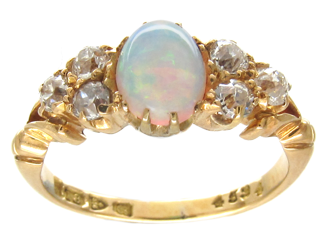 Victorian Opal & Diamond Ring (922F) | The Antique Jewellery Company