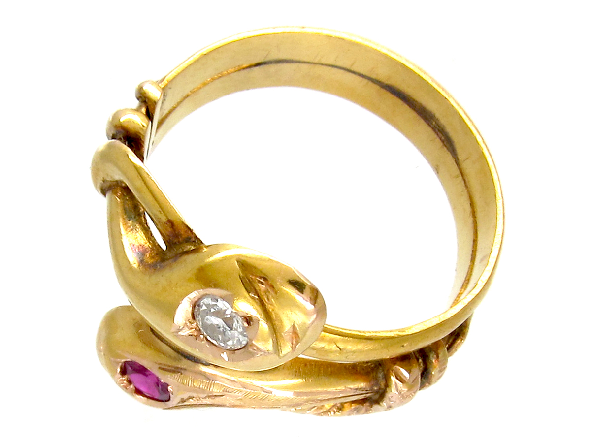 Ruby Double Snake Ring