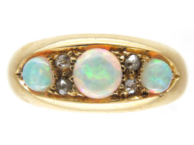 Victorian 18ct Gold Opal & Diamond Ring