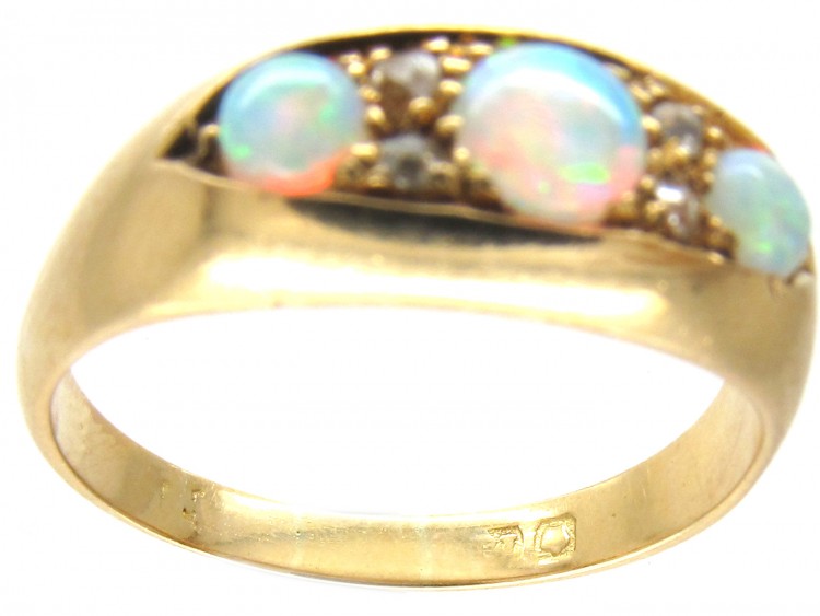 Victorian 18ct Gold Opal & Diamond Ring