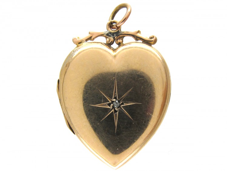 9ct Back & Front Heart Locket set with a Diamond
