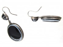 Victorian Banded Onyx Drop Earrings