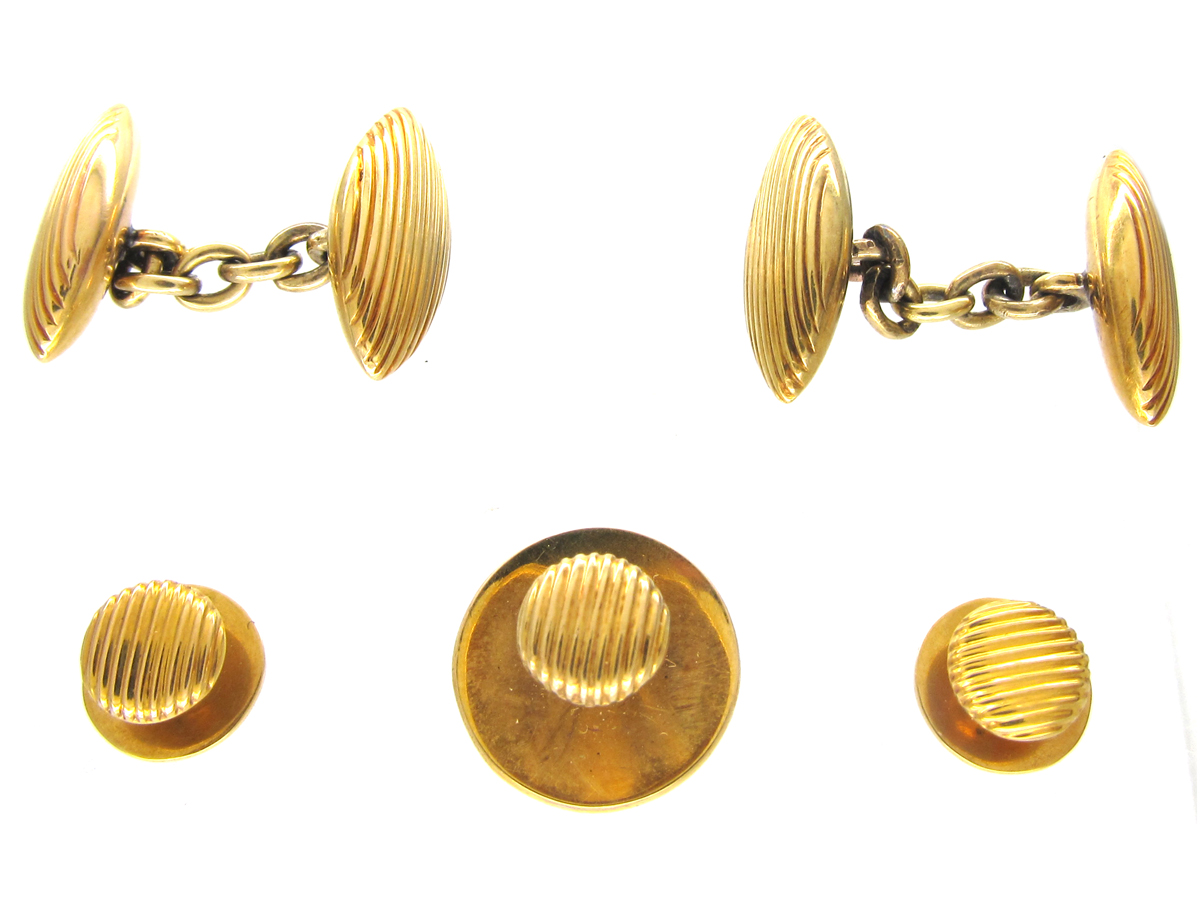 Victorian 18ct Gold Cufflinks & Studs In Original Case (976f) 