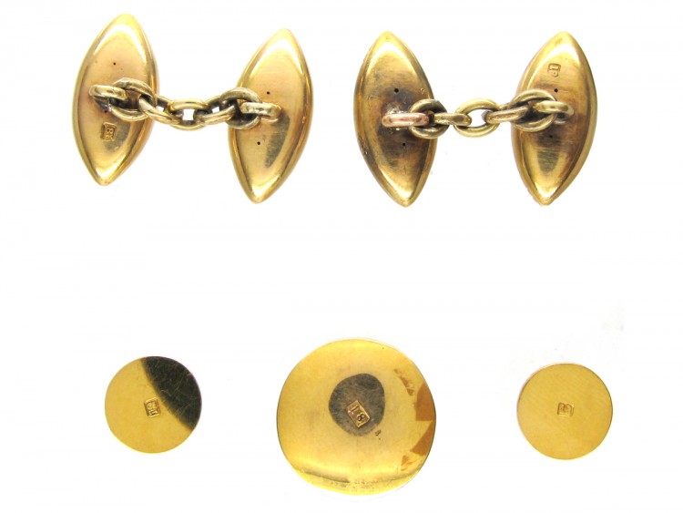 Victorian 18ct Gold Cufflinks & Studs in Original Case
