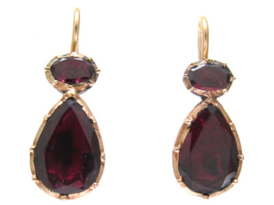 Georgian Flat Cut Garnet Earrings