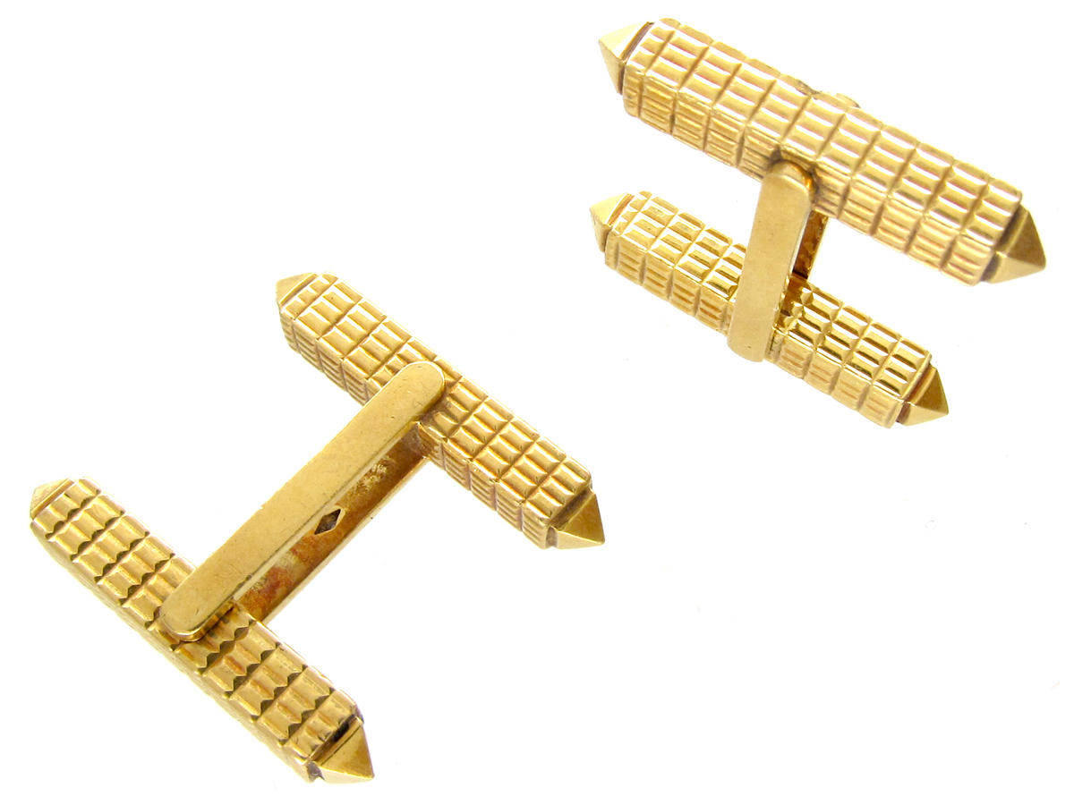 18ct Gold Baton Cufflinks (1000F) | The Antique Jewellery Company
