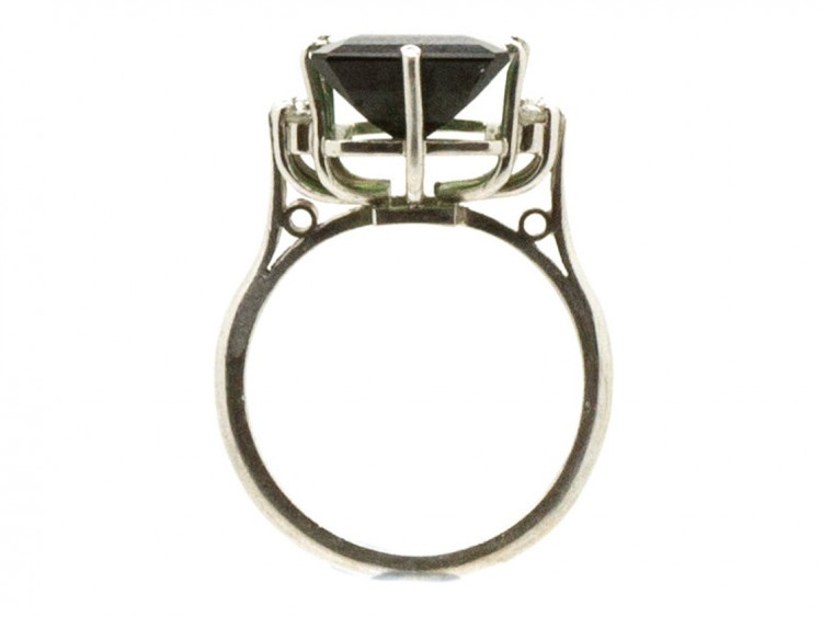 18ct White Gold Tourmaline & Diamond 1950s Ring